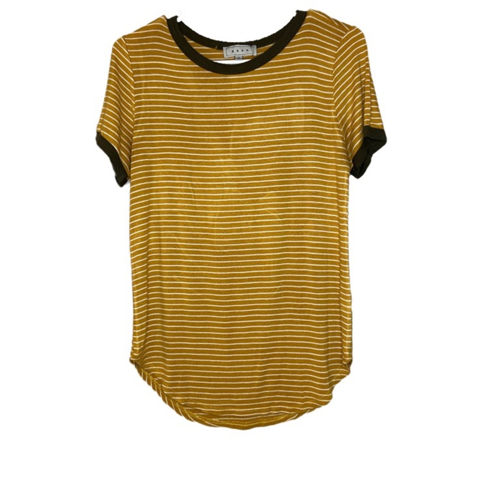 Striped comfort Tee— mustard, white & army green